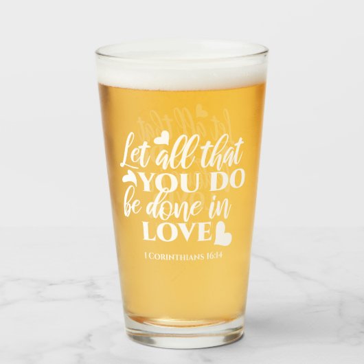 黒白1コリント16:14聖書の聖句 タンブラーグラス (ドリンク正面)