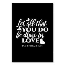 黒白1コリント16:14聖書の聖句 テーブルナンバー