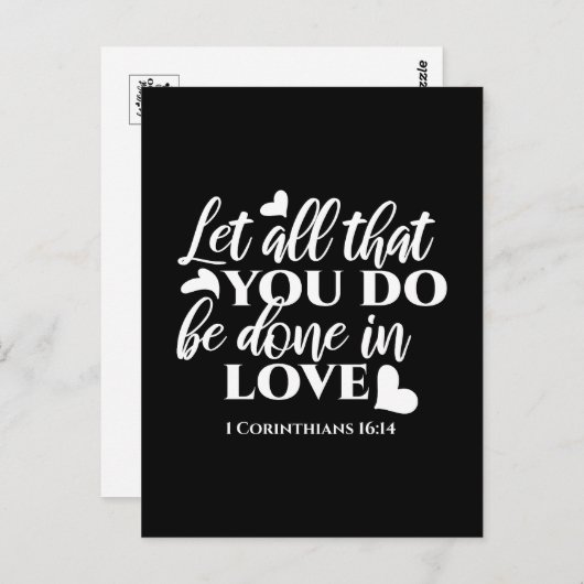 黒白1コリント16:14聖書の聖句 ポストカード (正面/裏面)