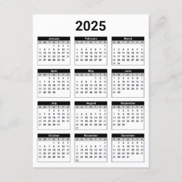 黒白2025年カレンダー ポストカード