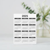 黒白2025年カレンダー ポストカード (スタンド正面)