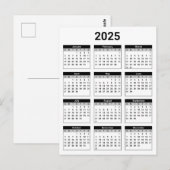 黒白2025年カレンダー ポストカード (正面/裏面)