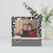 黒白、グレー レオパード 25周年記念結婚式 招待状 (スタンド正面)