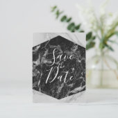 黒白&シルバーマーブル モダン セーブ・ザ・デート 案内ポストカード (スタンド正面)