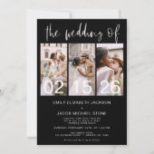 黒白 フォト ウェディング シンプル ミニマリスト 招待状 (正面)