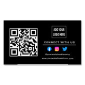 黒白 フォロー スキャン 私たちとつながる QRコード マグネット名刺 (正面)