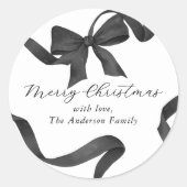 黒白 bow メリークリスマス ラウンドシール (正面)
