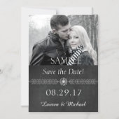 黒白Chalkboard Black and White Save the Date 結婚's マグネット招待状 (正面)