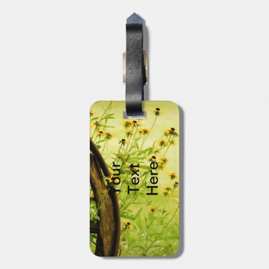 黒目のスーザンおよび荷馬車の車輪の写真 ラゲッジタグ (裏面縦)