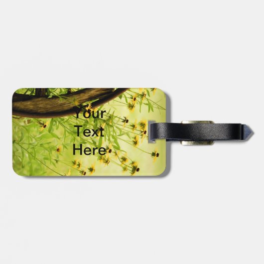 黒目のスーザンおよび荷馬車の車輪の写真 ラゲッジタグ (裏面横)