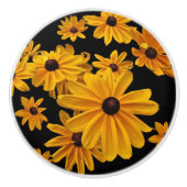 黒目のスーザンによっては花の陶磁器のノブが開花します セラミックノブ (正面)