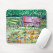 黒目のSusansの野生の花の納屋の水彩画 マウスパッド (マウス)