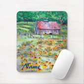 黒目のSusansの野生の花の納屋の水彩画 マウスパッド (マウス)