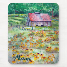 黒目のSusansの野生の花の納屋の水彩画