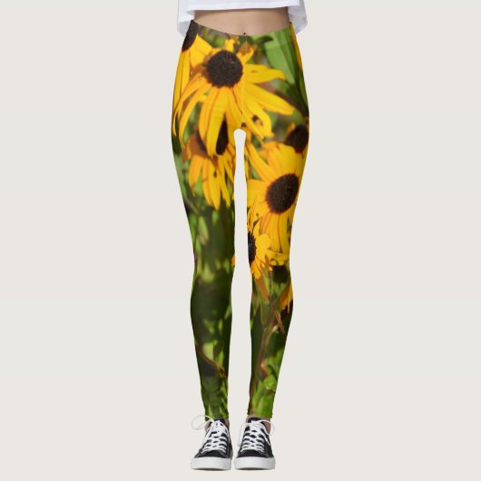 黒目スーザンはっきりしたフローラ植物学 レギンス (正面)