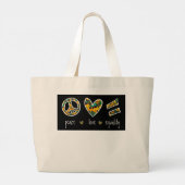 黒目スーザン平和愛の平等フローラ  ラージトートバッグ (裏面)