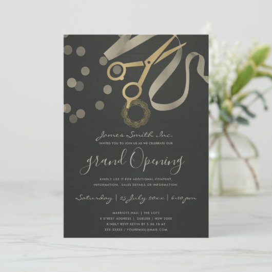 黒真珠銀リボン切断用グランドオープン 招待状 (スタンド正面)