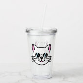 黒眼鏡・サングラスをかけている白猫 アクリルタンブラー (裏面)