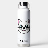 黒眼鏡・サングラスをかけている白猫 ウォーターボトル (背面)