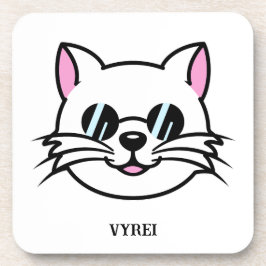 黒眼鏡・サングラスをかけている白猫 コースター