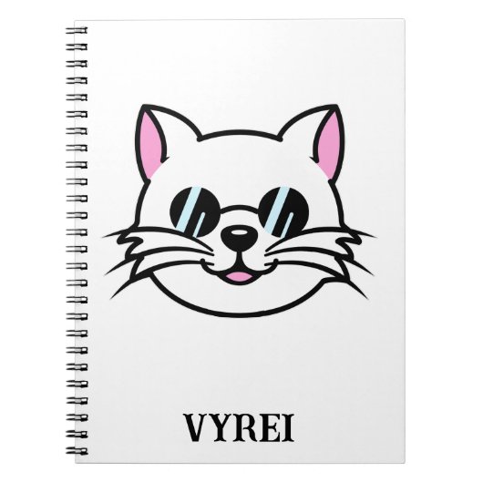 黒眼鏡・サングラスをかけている白猫 ノートブック (正面)