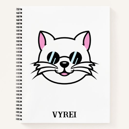 黒眼鏡・サングラスをかけている白猫 ノートブック (正面)