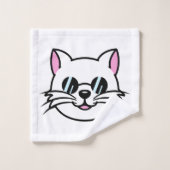 黒眼鏡・サングラスをかけている白猫 バスタオルセット (ウォッシュタオル)