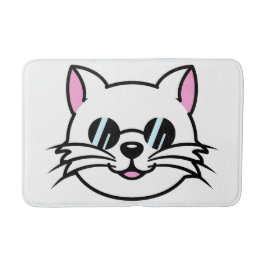 黒眼鏡・サングラスをかけている白猫 バスマット