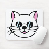黒眼鏡・サングラスをかけている白猫 マウスパッド (マウス)