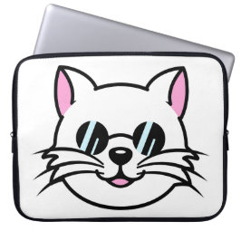 黒眼鏡・サングラスをかけている白猫 ラップトップスリーブ