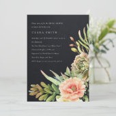 黒砂漠多肉性サボテンの葉ブライダルシャワー 招待状 (スタンド正面)