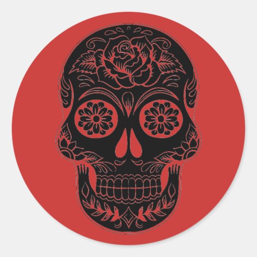 黒砂糖スカル/死んだステッカーの日 ラウンドシール (正面)