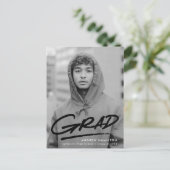 黒破線モダン写真卒業パーティー インビテーションポストカード (スタンド正面)