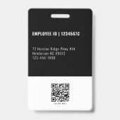 黒社員写真ID Qrコード会社セキュリティ バッジ (裏面)