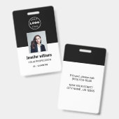 黒社従業員写真IDバッジ バッジ (表裏)