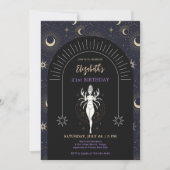 黒神秘的がん〔占星術の〕十二宮図21歳の誕生日 招待状 (正面)