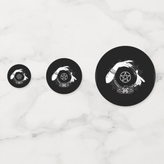 黒神秘的な占い占い師の神秘的な結晶パーティー コンフェッティ (裏面)