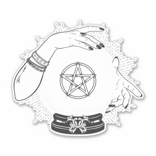 黒神秘的な占い占い師の神秘的な結晶パーティー シール (正面)