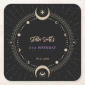 黒神秘的な天月21日誕生日 スクエアペーパーコースター (正面)