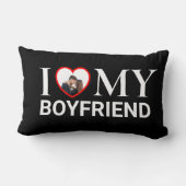 黒私は私のボーイフレンド愛あなたの写真ハートLumbar ランバークッション (裏面)