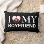 黒私は私のボーイフレンド愛あなたの写真ハートLumbar ランバークッション (ブランケット)