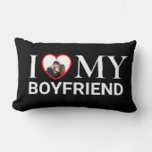 黒私は私のボーイフレンド愛あなたの写真ハートLumbar ランバークッション (正面)