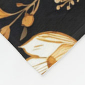 黒秋ボホヴィンテージ金ゴールドフローラルパターン フリースブランケット (角)