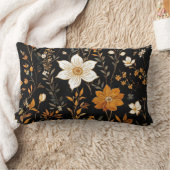 黒秋ボホヴィンテージ金ゴールドフローラルパターン ランバークッション (ブランケット)