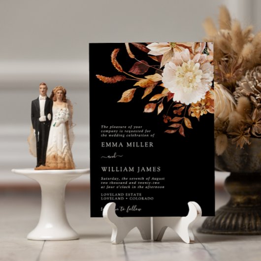 黒秋モダンの水カラーテラコッタ結婚ズ 招待状