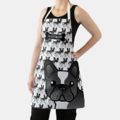 黒空フランスのブルドッグかわいい漫画の犬と名前 エプロン (インサイチュ)