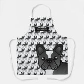 黒空フランスのブルドッグかわいい漫画の犬と名前 エプロン (正面)