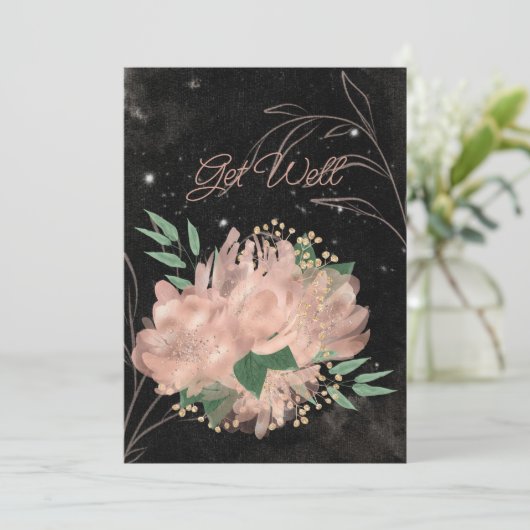 黒空白の色の淡い色のサテンフローラが元気 案内状 (スタンド正面)