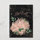 黒空白の色の淡い色のサテンフローラが元気 案内状 (正面/裏面)