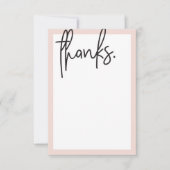 黒空白の色の赤面ピンクモダン色ありがとう サンキューカード (正面)